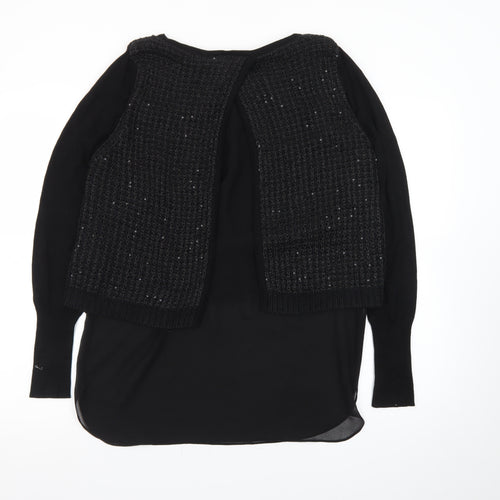 Love Me Tender Womens Black Sequin Knit Tunic Jumper Size 12