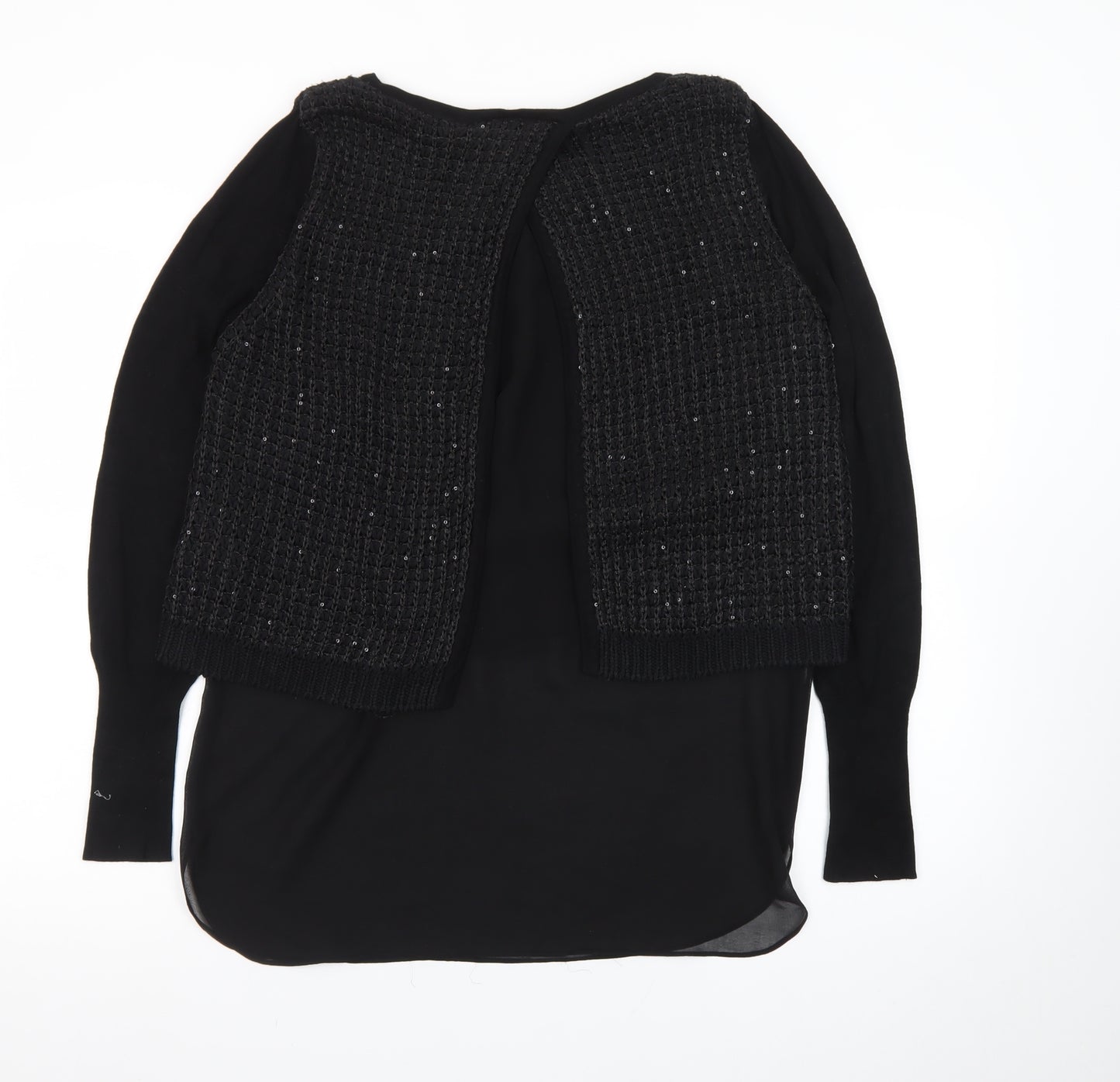 Love Me Tender Womens Black Sequin Knit Tunic Jumper Size 12
