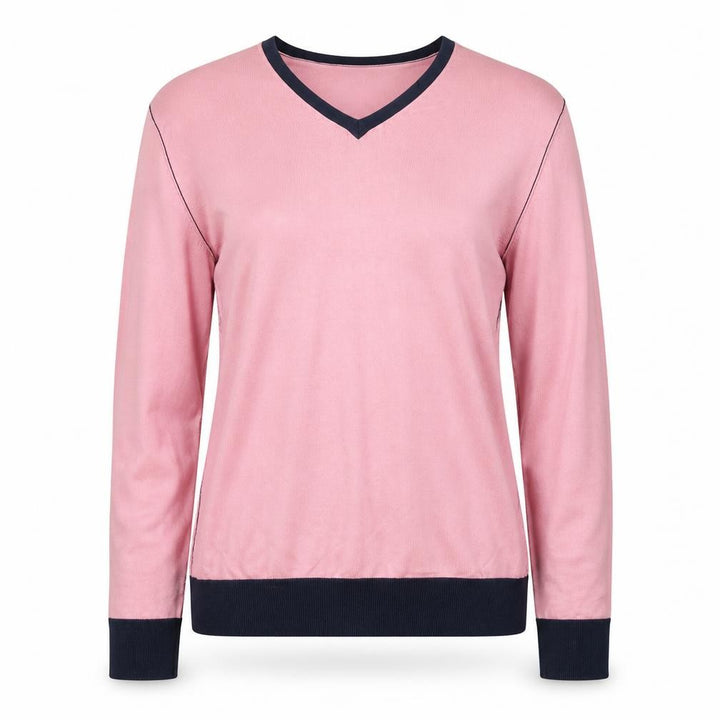 Refectory London Women's Pink V-Neck Cotton Jumper Size M
