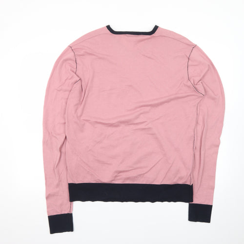 Refectory London Women's Pink V-Neck Cotton Jumper Size M