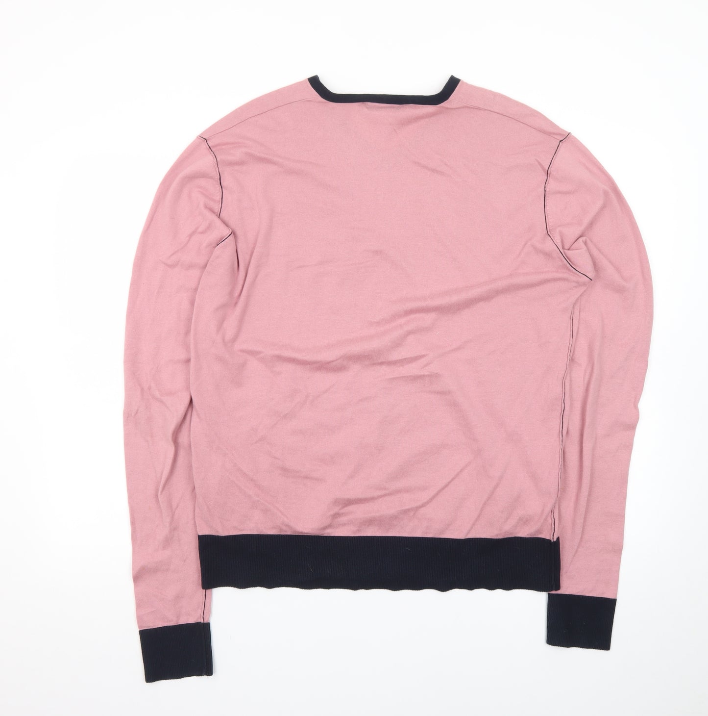 Refectory London Women's Pink V-Neck Cotton Jumper Size M