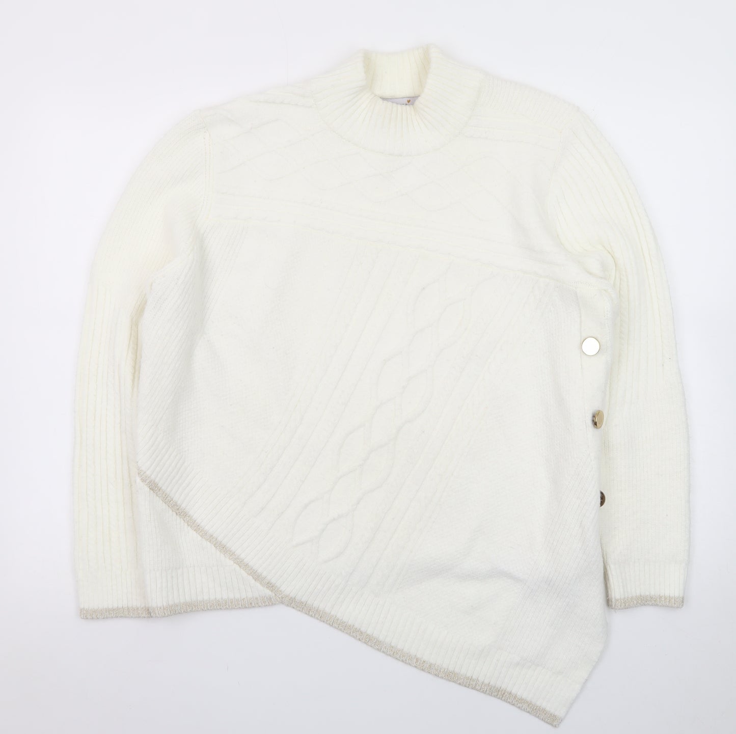 Marks and Spencer Women Ivory Cable-Knit Long Sleeve Jumper UK 16