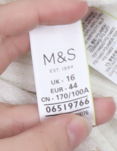 Marks and Spencer Women Ivory Cable-Knit Long Sleeve Jumper UK 16