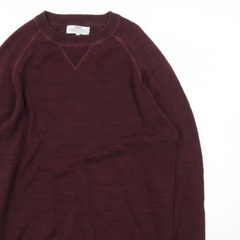 Next Men's Brown Crew Neck Wool Jumper Size M Regular Fit