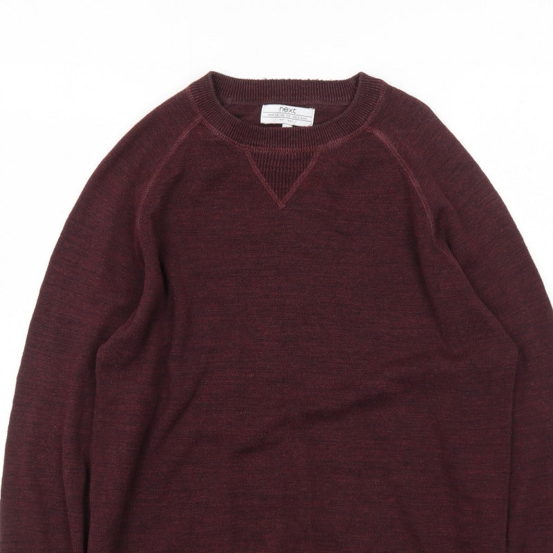 Next Men's Brown Crew Neck Wool Jumper Size M Regular Fit