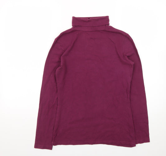 Front view of Primark Women’s Purple Roll Neck Long Sleeve Cotton Stretch Top, size UK 10