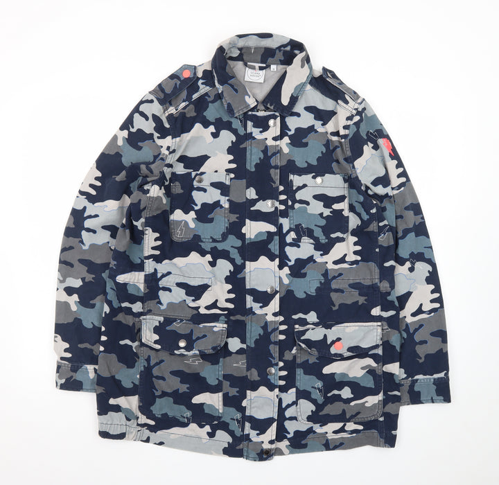 Scamp & Dude Men's Blue Camouflage Cotton Military Jacket Size 14 Plus