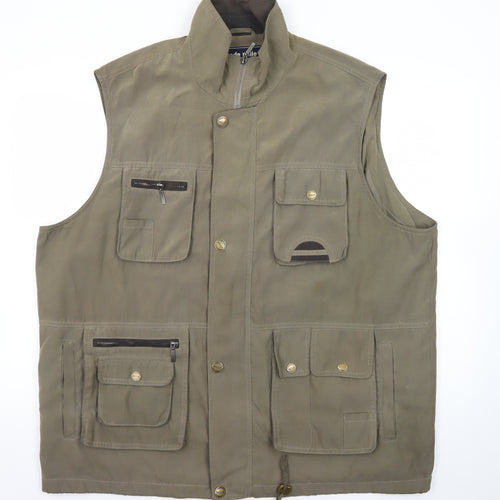 Mode Mille Men's Green 3XL Utility Bodywarmer Waistcoat Outdoor Zip Pockets