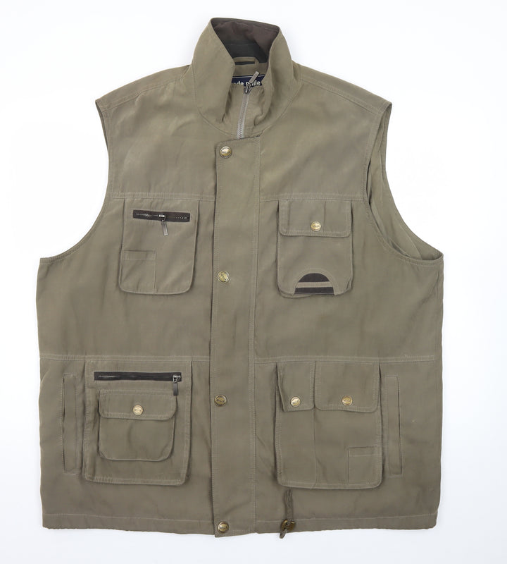 Mode Mille Men's Green 3XL Utility Bodywarmer Waistcoat Outdoor Zip Pockets