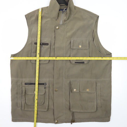 Mode Mille Men's Green 3XL Utility Bodywarmer Waistcoat Outdoor Zip Pockets