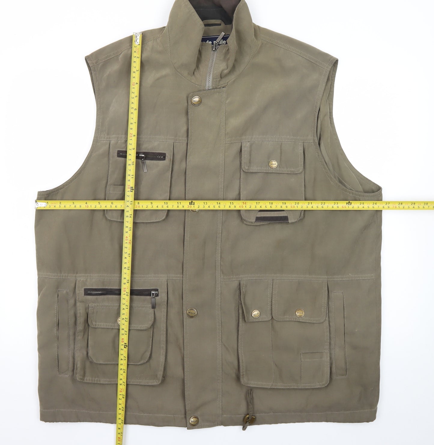 Mode Mille Men's Green 3XL Utility Bodywarmer Waistcoat Outdoor Zip Pockets