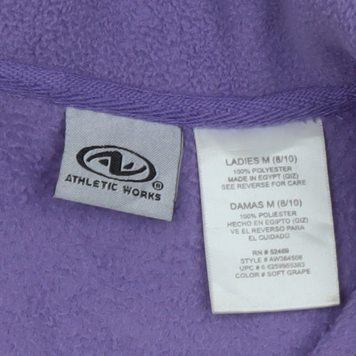 Athletic Works Women Purple Fleece Full Zip Jacket Size M