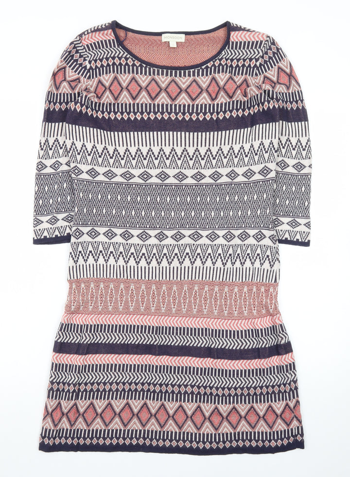 Monsoon Women’s Multicoloured Cotton Knit Shift Dress Size S
