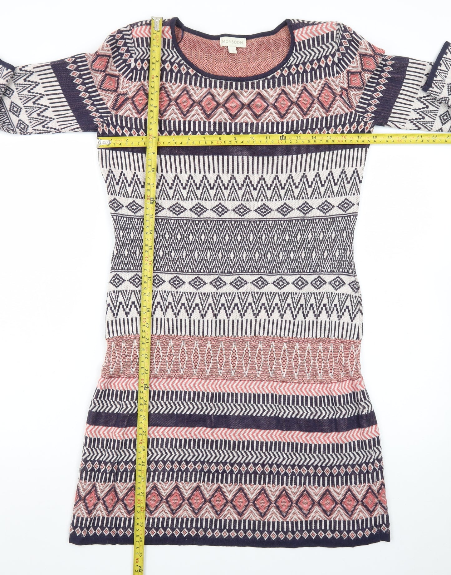 Monsoon Women’s Multicoloured Cotton Knit Shift Dress Size S