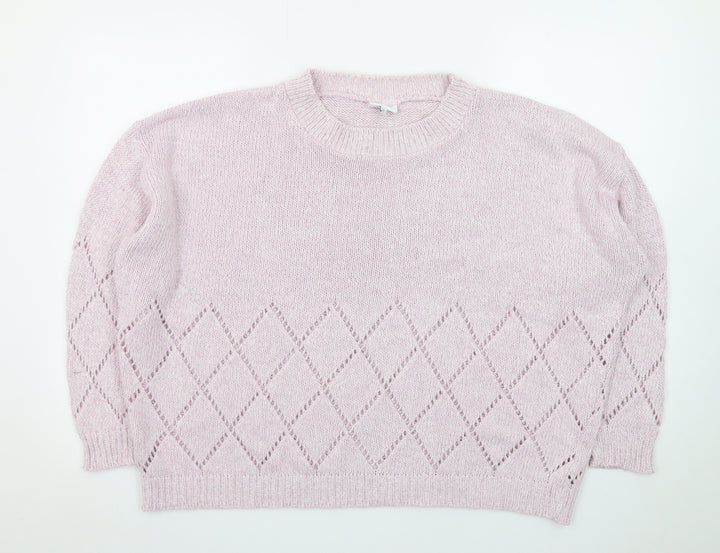 Next Women’s Pink Diamond Knit Crew Neck Jumper Size 20