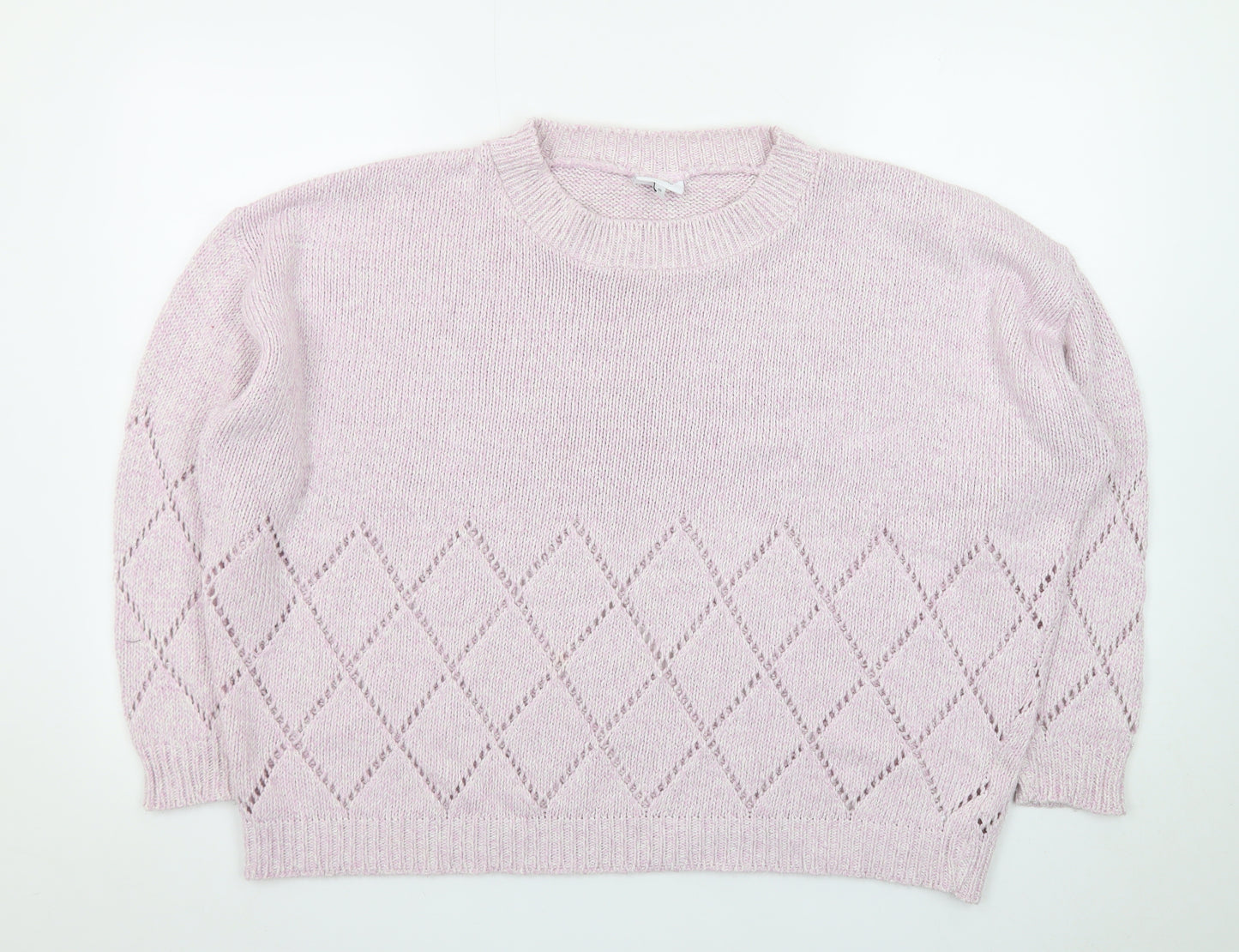 Next Women’s Pink Diamond Knit Crew Neck Jumper Size 20