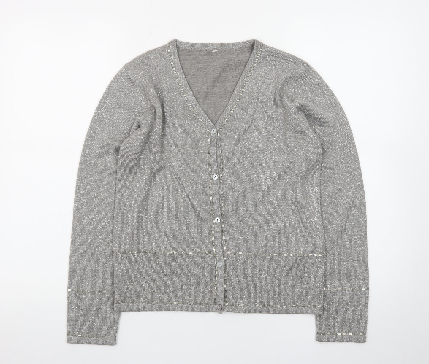 Marks and Spencer Women’s Grey V-Neck Cardigan Size 10 Classic Knit