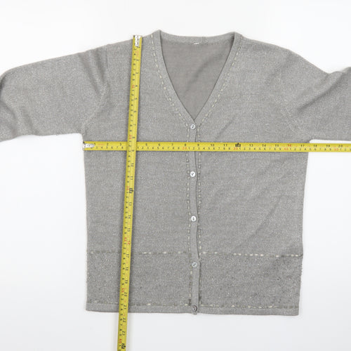 Marks and Spencer Women’s Grey V-Neck Cardigan Size 10 Classic Knit