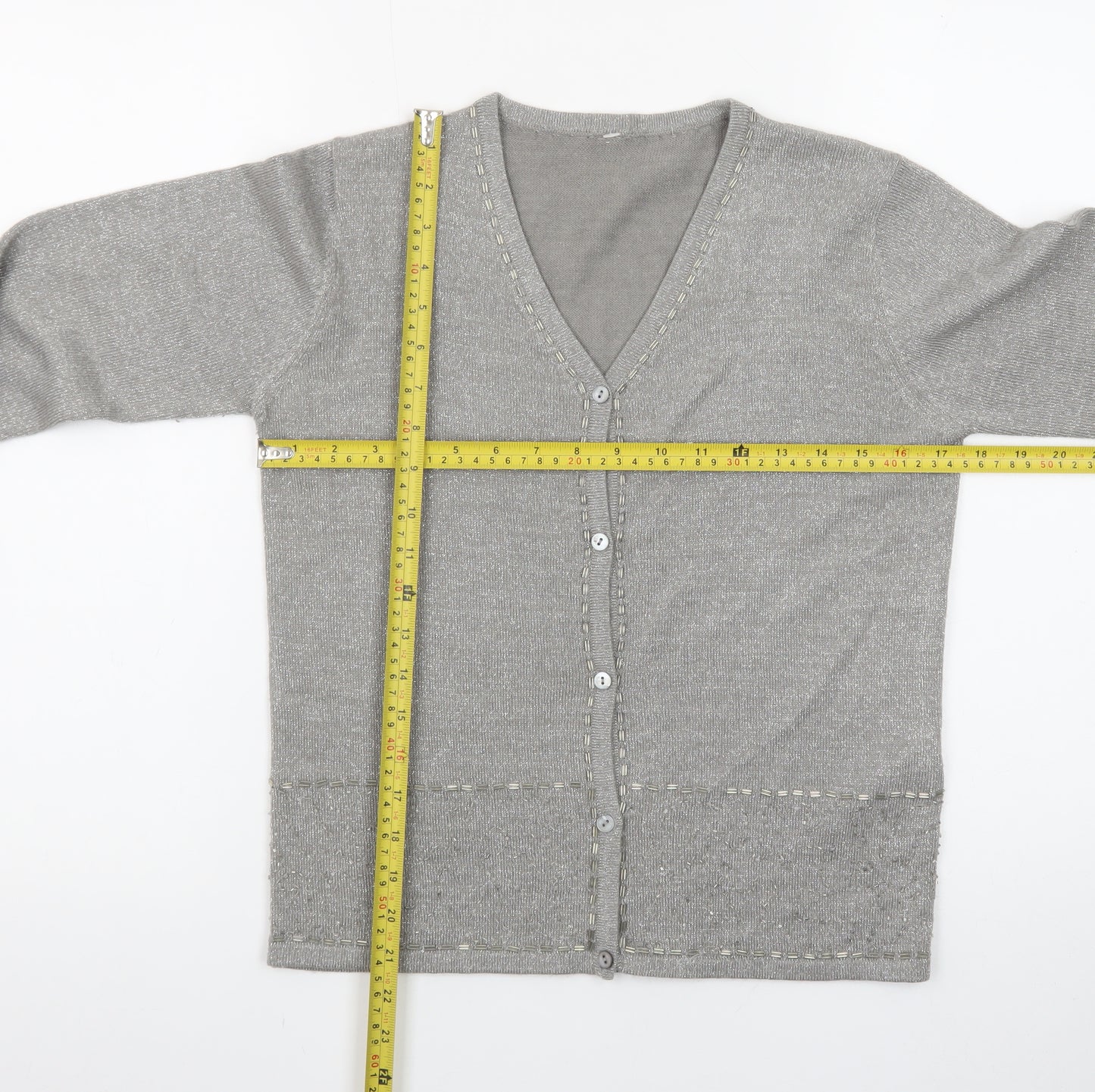 Marks and Spencer Women’s Grey V-Neck Cardigan Size 10 Classic Knit