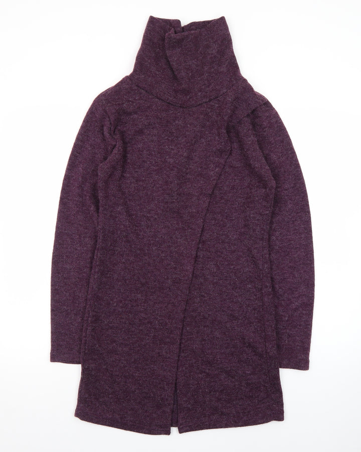 Lily & Me Women's Purple Roll Neck Long Sleeve Cardigan Size 8