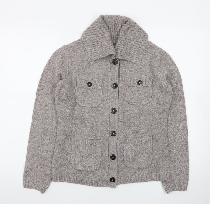 Marks and Spencer Men's Grey Wool Collared Button Cardigan Size S