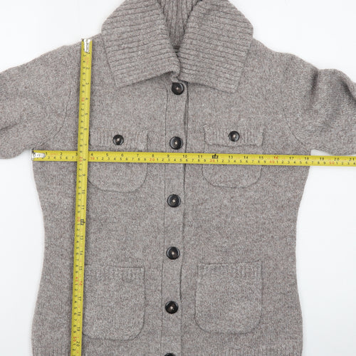 Marks and Spencer Men's Grey Wool Collared Button Cardigan Size S