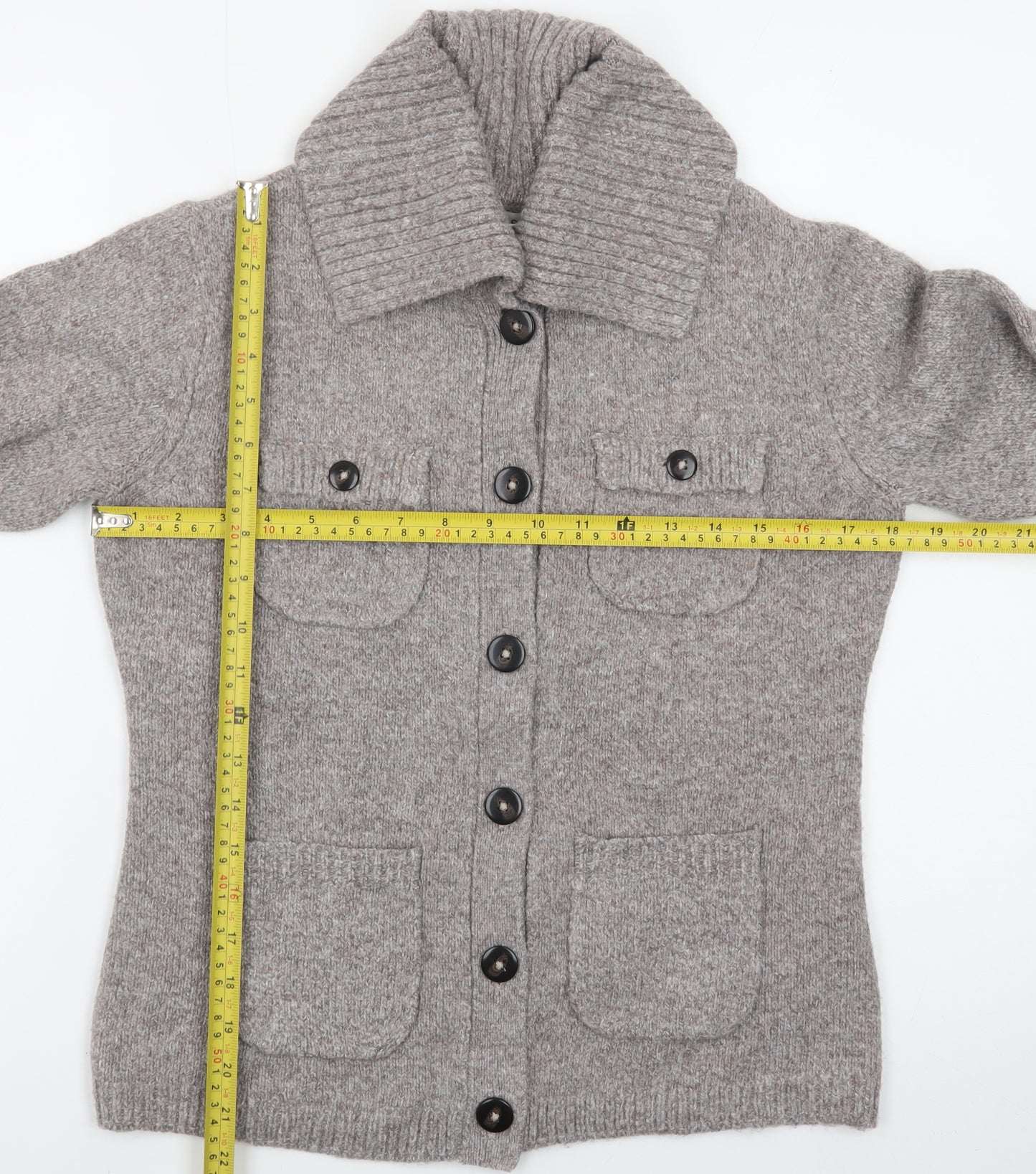 Marks and Spencer Men's Grey Wool Collared Button Cardigan Size S
