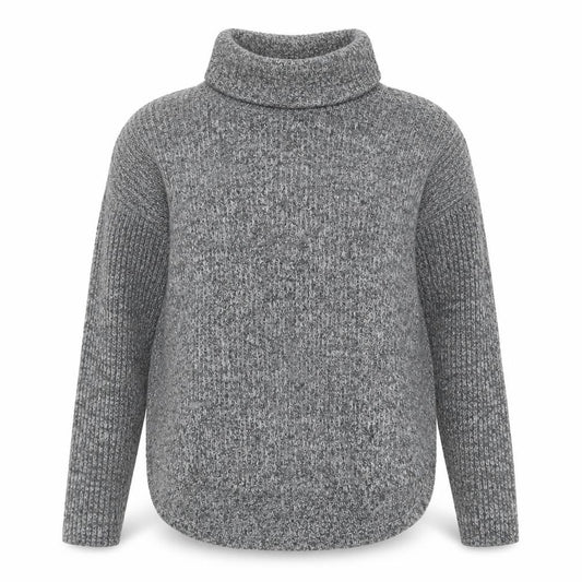 Front view of Abercrombie & Fitch Women's Grey Roll Neck Knit Jumper M