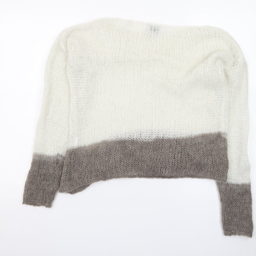 Pull&Bear Teens Beige Open Knit Mohair Blend Pullover Jumper S