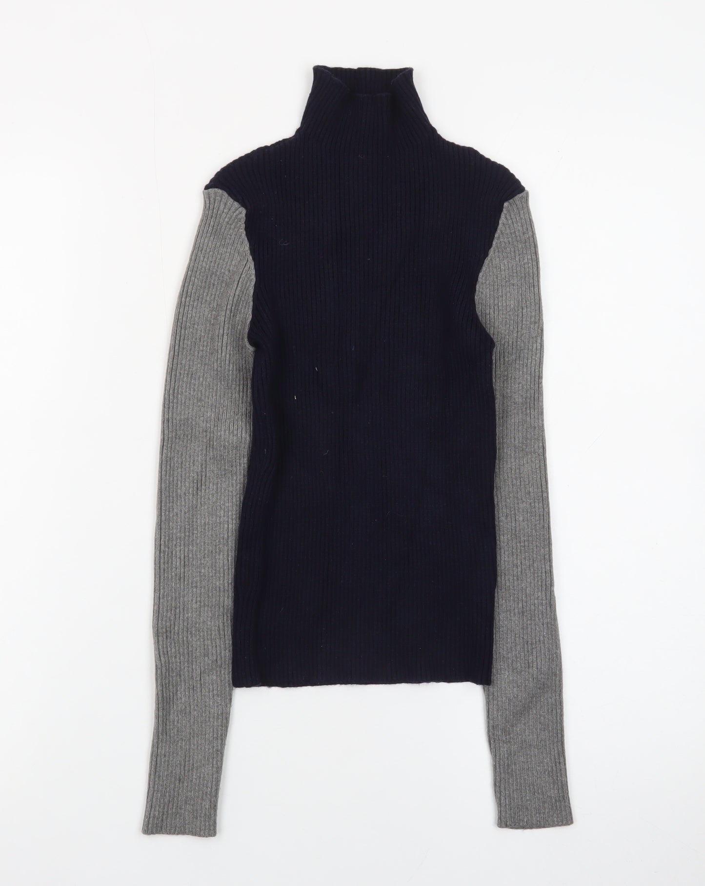 Zara Women Multicoloured Roll Neck Wool Blend Slim Fit Jumper Size 8