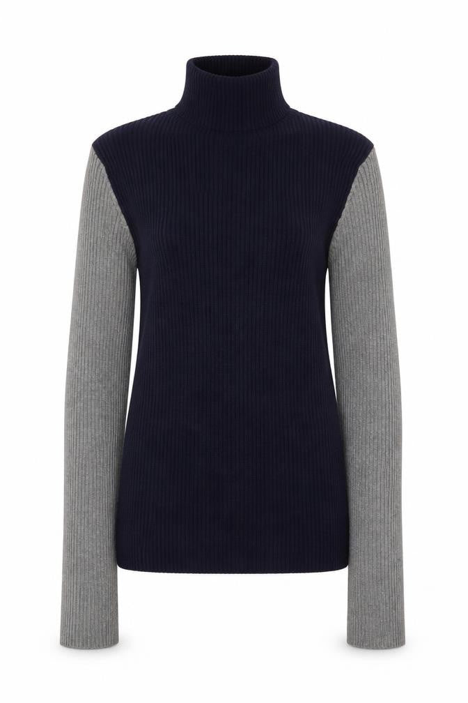 Front view of Zara Women Multicoloured Roll Neck Wool Blend Slim Fit Jumper, size 8