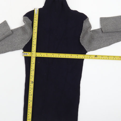 Zara Women Multicoloured Roll Neck Wool Blend Slim Fit Jumper Size 8