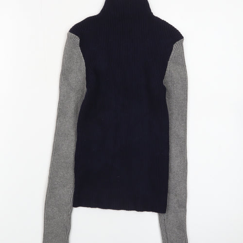Zara Women Multicoloured Roll Neck Wool Blend Slim Fit Jumper Size 8