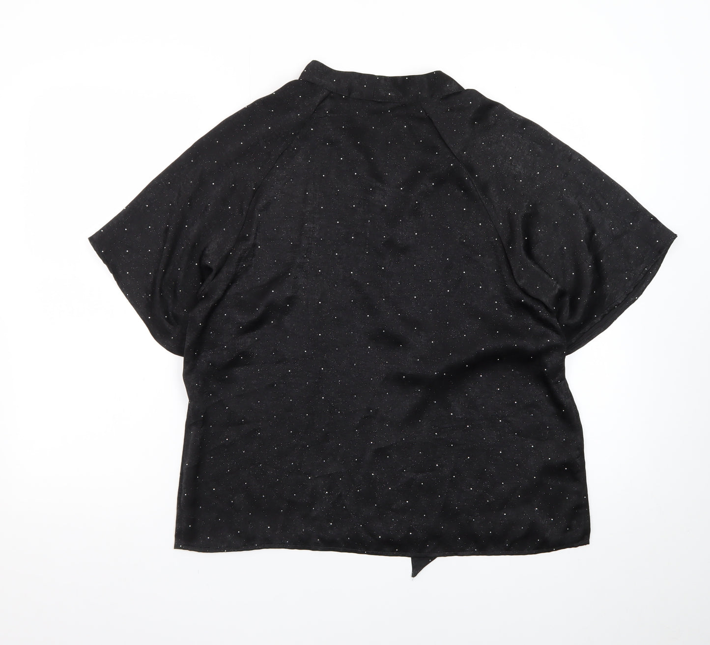b.young Women’s Black Wrap Blouse Size 12 Short Sleeve Glitter