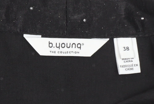 b.young Women’s Black Wrap Blouse Size 12 Short Sleeve Glitter
