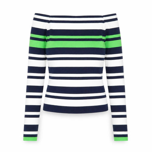 Topshop Women Navy Stripe Boat Neck Jumper Size 10