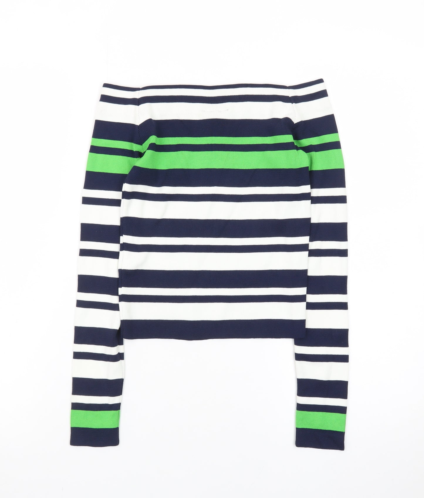 Topshop Women Navy Stripe Boat Neck Jumper Size 10