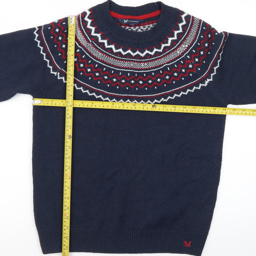 Crew Clothing Company Womens Blue Fair Isle Wool Blend Jumper Size 12