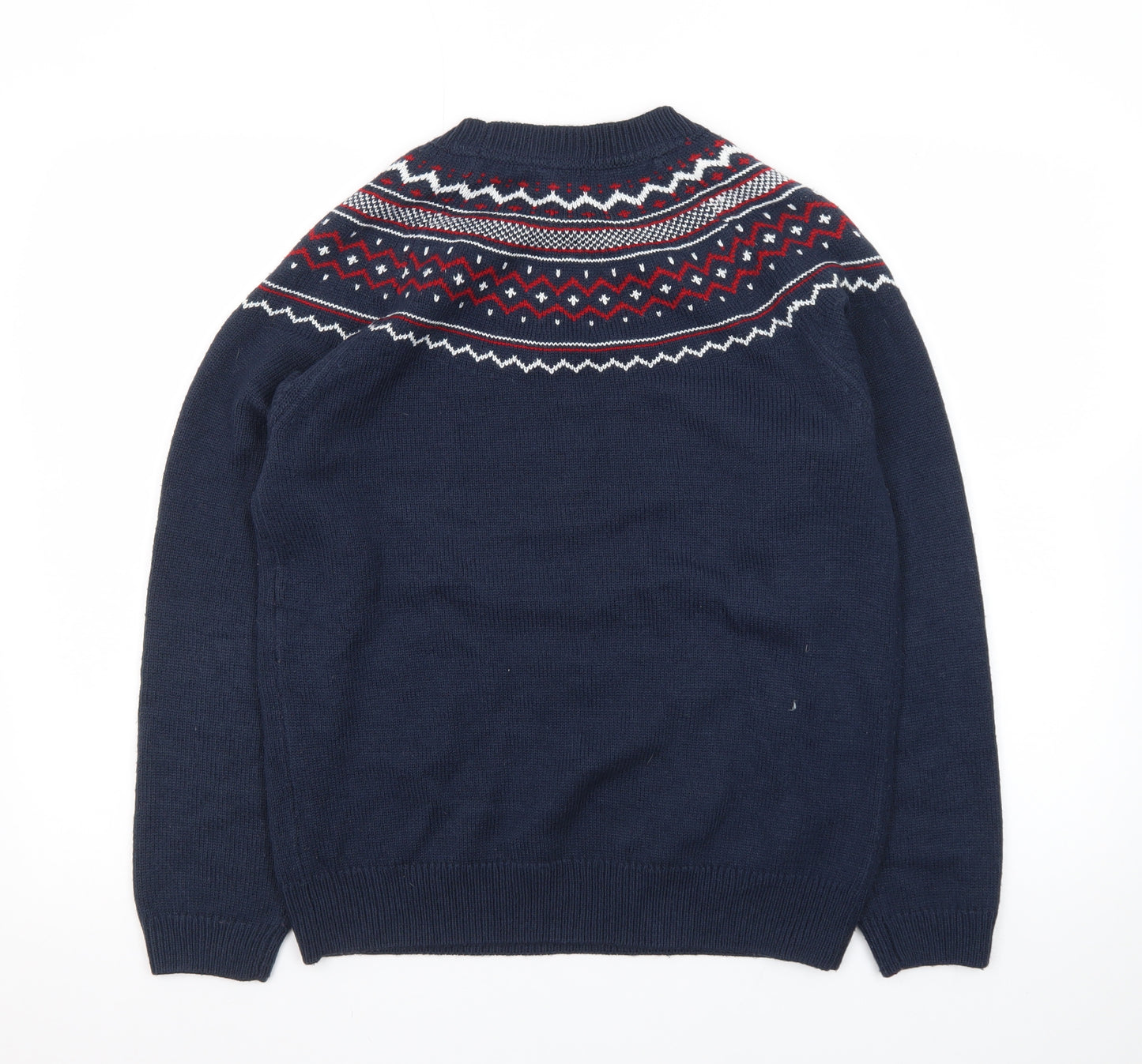 Crew Clothing Company Womens Blue Fair Isle Wool Blend Jumper Size 12