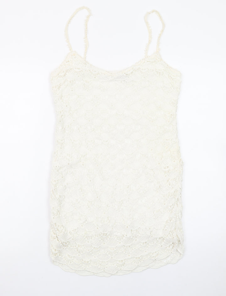 Zara Women Ivory Lace Slip Dress Size 12 Summer Boho Style