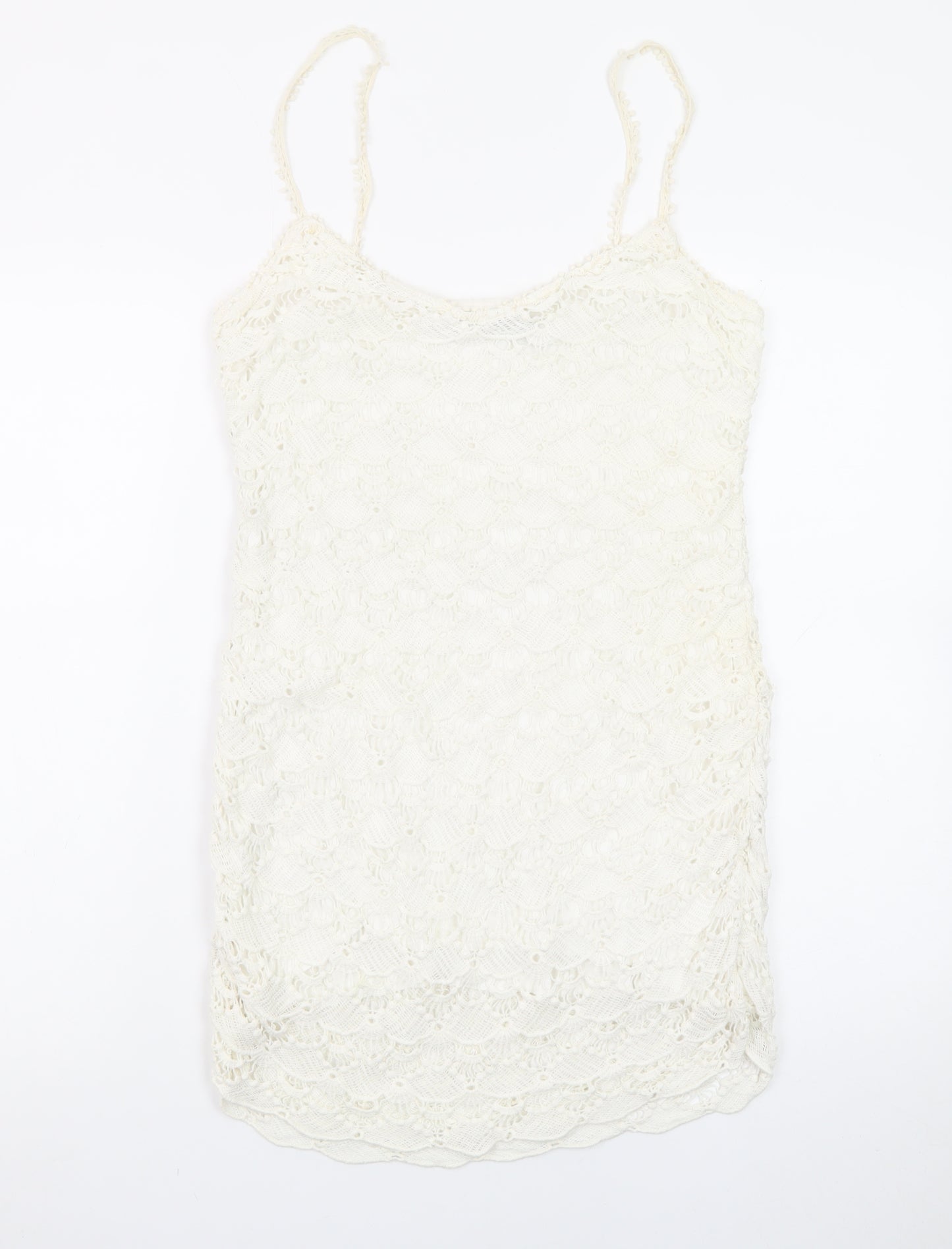 Zara Women Ivory Lace Slip Dress Size 12 Summer Boho Style