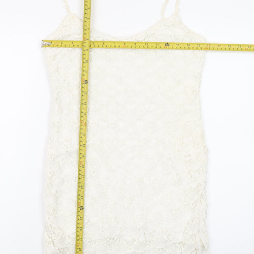 Zara Women Ivory Lace Slip Dress Size 12 Summer Boho Style