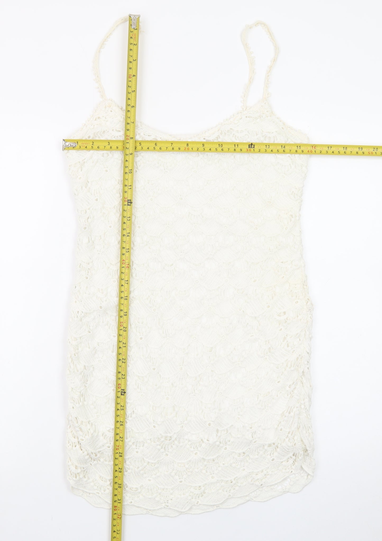Zara Women Ivory Lace Slip Dress Size 12 Summer Boho Style