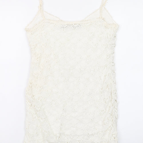 Zara Women Ivory Lace Slip Dress Size 12 Summer Boho Style