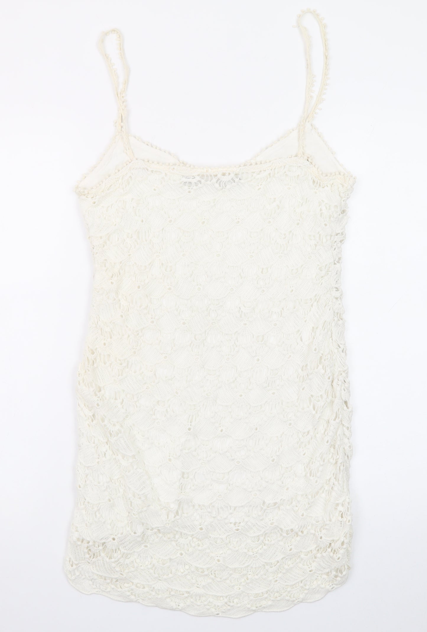 Zara Women Ivory Lace Slip Dress Size 12 Summer Boho Style