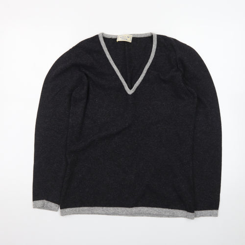 Cashmere Silk Company Women's Black V-Neck Jumper Size XL