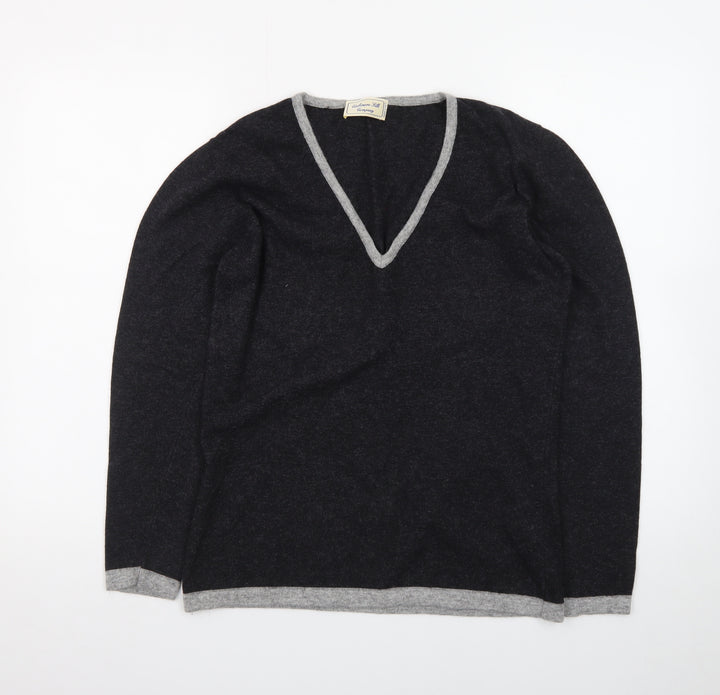 Cashmere Silk Company Women's Black V-Neck Jumper Size XL