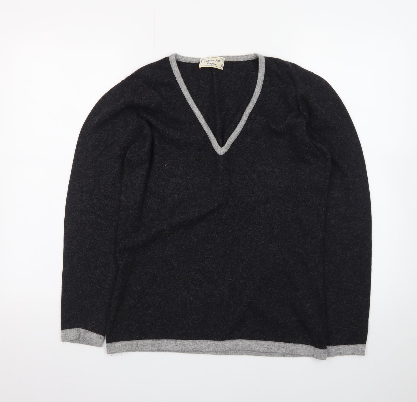 Cashmere Silk Company Women's Black V-Neck Jumper Size XL