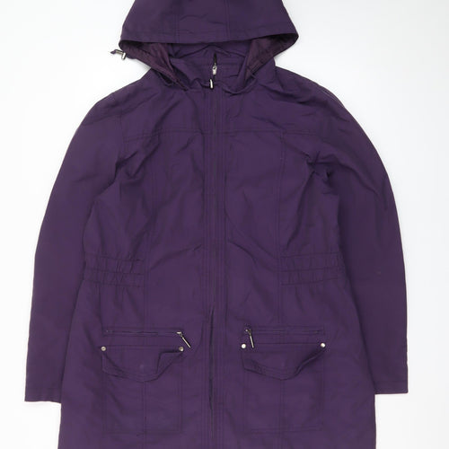 BHS Women’s Purple Hooded Long Rain Coat Size 16