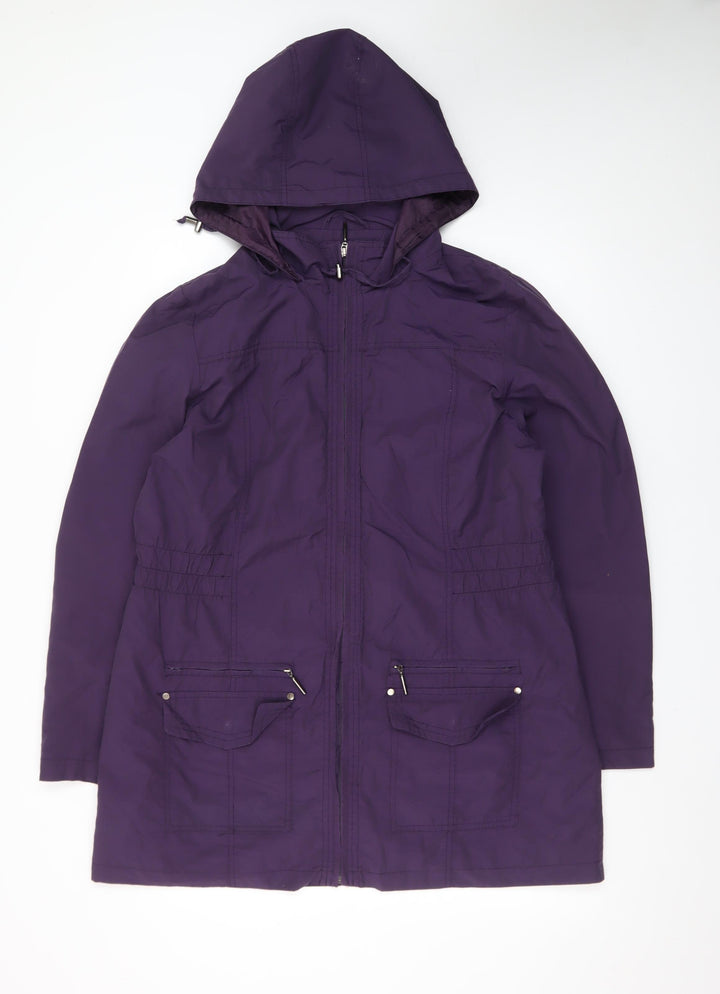 BHS Women’s Purple Hooded Long Rain Coat Size 16